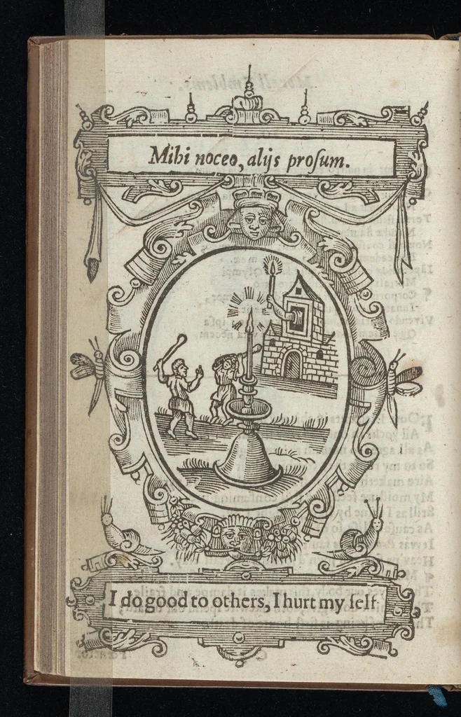 An illustration from Lychnocausia, siue, Moralia facum emblemata = Lights, morall emblems, 1638, leaf 39