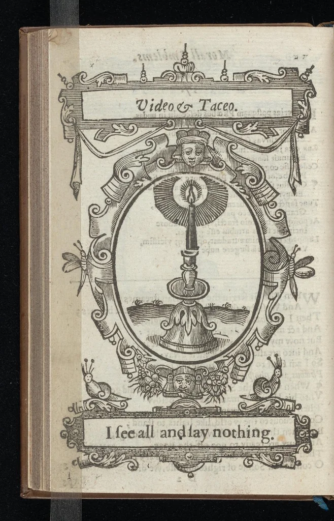 An illustration from Lychnocausia, siue, Moralia facum emblemata = Lights, morall emblems, 1638, leaf 53