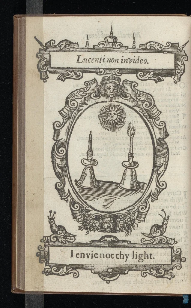 An illustration from Lychnocausia, siue, Moralia facum emblemata = Lights, morall emblems, 1638, leaf 85