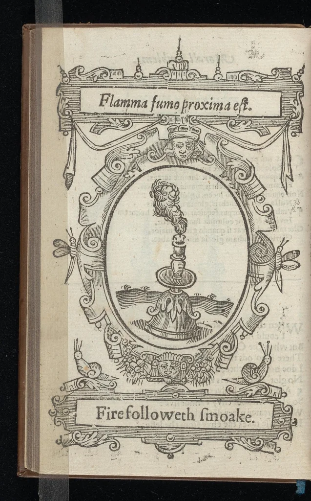 An illustration from Lychnocausia, siue, Moralia facum emblemata = Lights, morall emblems, 1638, leaf 87