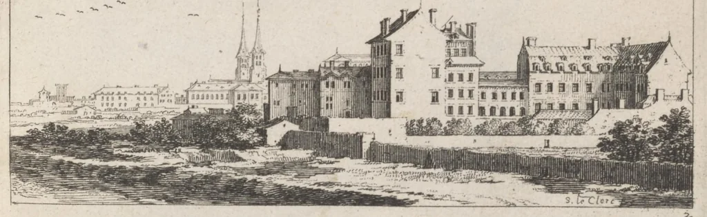 An illustration from Veues de plusieurs petis endrois des fauxbourgs de Paris, 1695, leaf 4