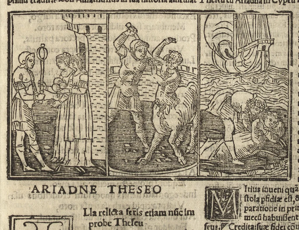 An illustration from Habes, candide lector, Pvb. Ovidii Nasonis Heroides : collatis quampluribus tam ueteribus q[uam] recentioribus codicibus quamemendatissimas, 1538, leaf 102