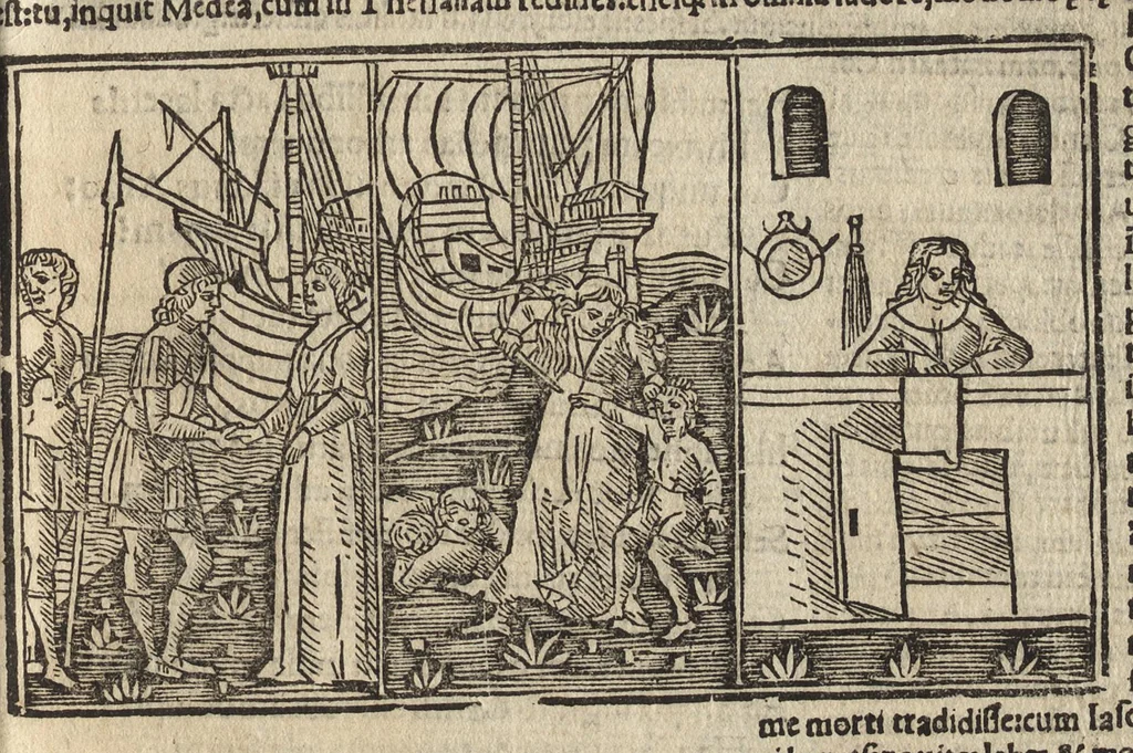 An illustration from Habes, candide lector, Pvb. Ovidii Nasonis Heroides : collatis quampluribus tam ueteribus q[uam] recentioribus codicibus quamemendatissimas, 1538, leaf 114