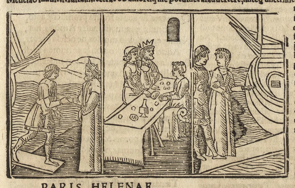 An illustration from Habes, candide lector, Pvb. Ovidii Nasonis Heroides : collatis quampluribus tam ueteribus q[uam] recentioribus codicibus quamemendatissimas, 1538, leaf 136