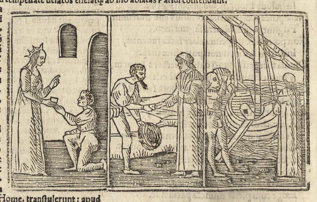 An illustration from Habes, candide lector, Pvb. Ovidii Nasonis Heroides : collatis quampluribus tam ueteribus q[uam] recentioribus codicibus quamemendatissimas, 1538, leaf 147