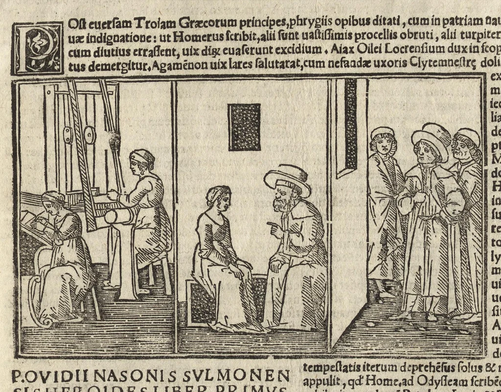 An illustration from Habes, candide lector, Pvb. Ovidii Nasonis Heroides : collatis quampluribus tam ueteribus q[uam] recentioribus codicibus quamemendatissimas, 1538, leaf 16