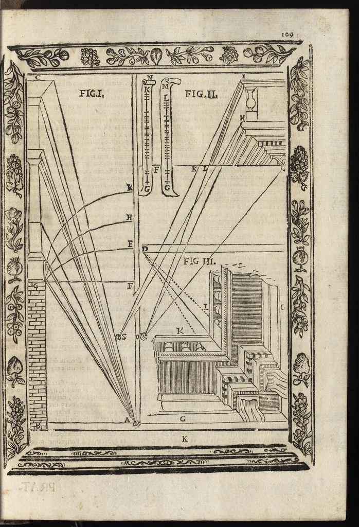 An illustration from Paradossi per pratticare la prospettiva senza saperla, fiori, per facilitare l'intelligenza, frutti, per non operare alla cieca. Cognitioni necessarie à pittori, scultori, architetti, ed à qualunque si diletta di disegno, 1683, leaf 120