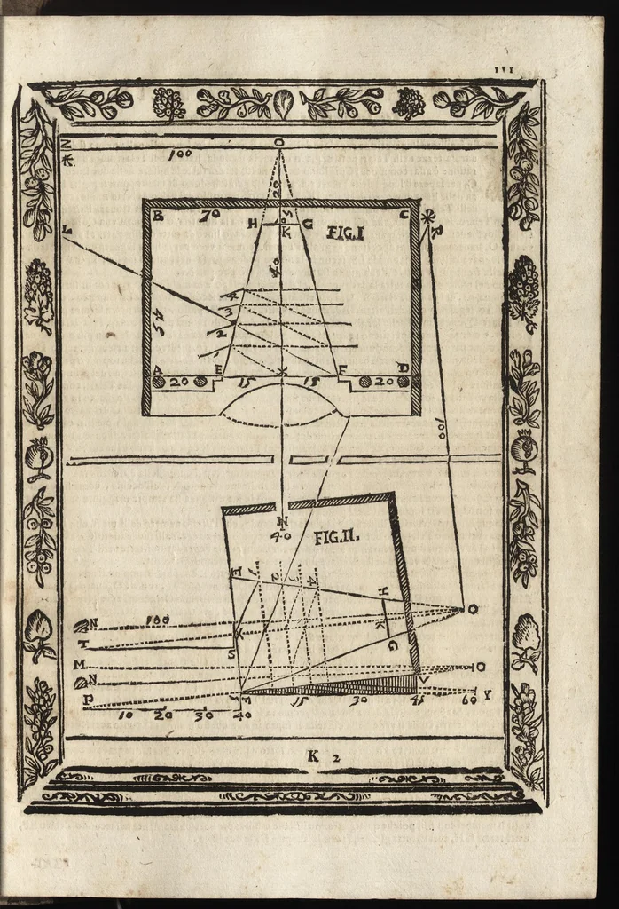 An illustration from Paradossi per pratticare la prospettiva senza saperla, fiori, per facilitare l'intelligenza, frutti, per non operare alla cieca. Cognitioni necessarie à pittori, scultori, architetti, ed à qualunque si diletta di disegno, 1683, leaf 122