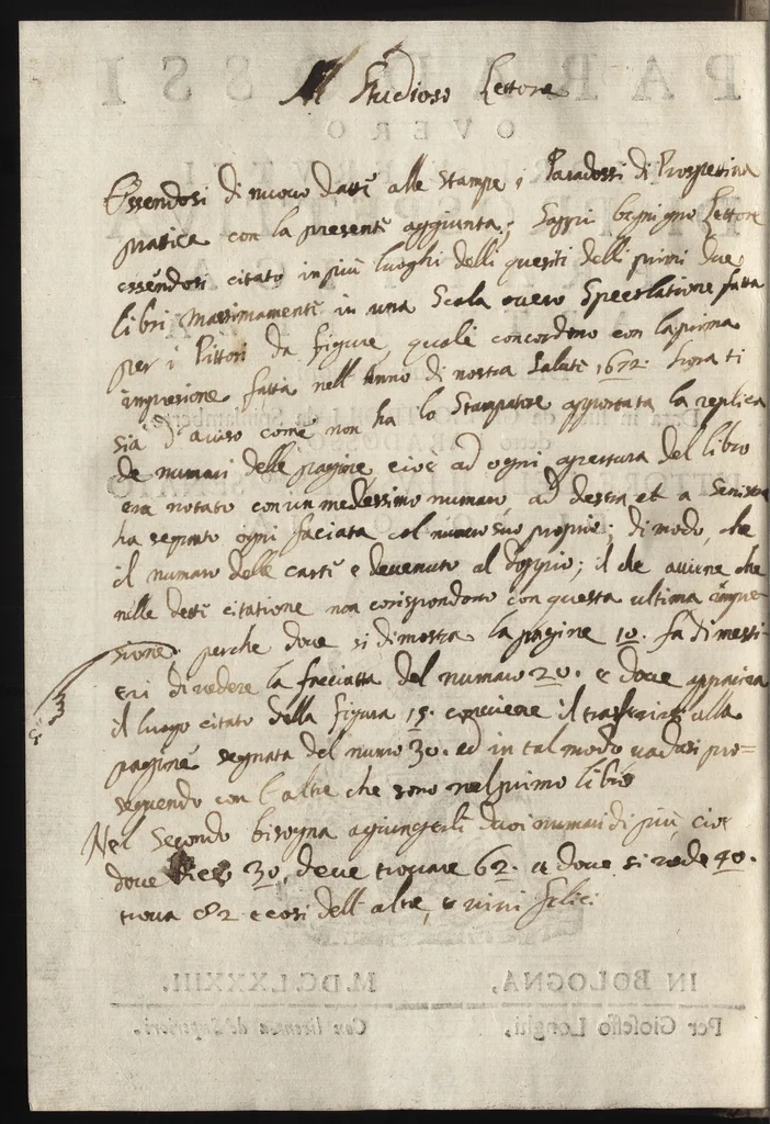 An illustration from Paradossi per pratticare la prospettiva senza saperla, fiori, per facilitare l'intelligenza, frutti, per non operare alla cieca. Cognitioni necessarie à pittori, scultori, architetti, ed à qualunque si diletta di disegno, 1683, leaf 133