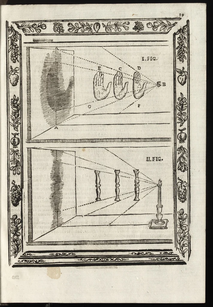 An illustration from Paradossi per pratticare la prospettiva senza saperla, fiori, per facilitare l'intelligenza, frutti, per non operare alla cieca. Cognitioni necessarie à pittori, scultori, architetti, ed à qualunque si diletta di disegno, 1683, leaf 30