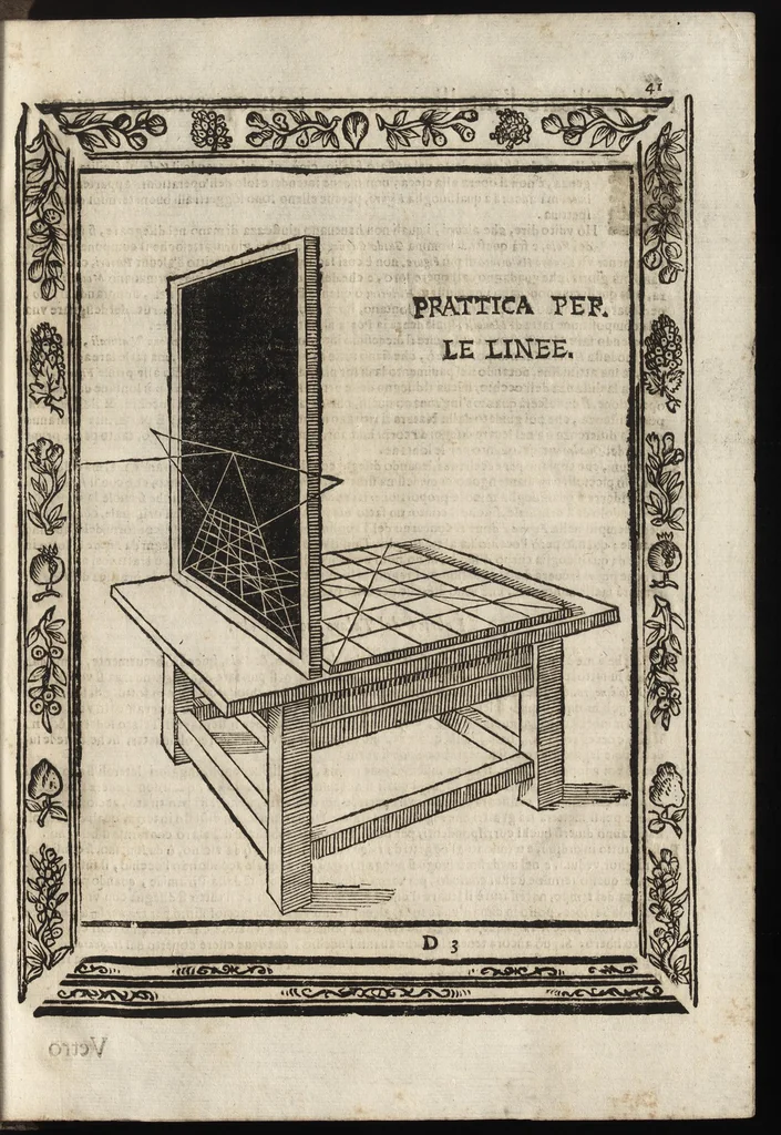 An illustration from Paradossi per pratticare la prospettiva senza saperla, fiori, per facilitare l'intelligenza, frutti, per non operare alla cieca. Cognitioni necessarie à pittori, scultori, architetti, ed à qualunque si diletta di disegno, 1683, leaf 52