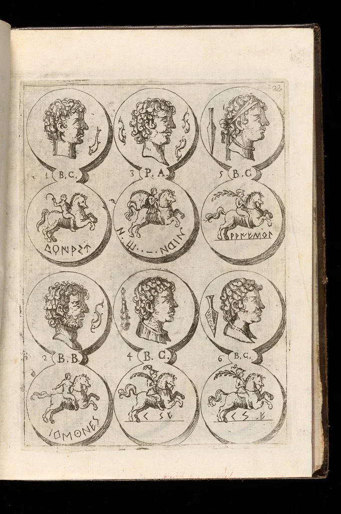 An illustration from Museo de las medallas desconocidas españolas, 1645, leaf 56
