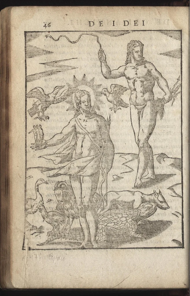 An illustration from Le imagini de i dei de gli antichi : nelle qvali si contengono gl'idoli, riti, ceremonie, & altre cose appartenenti alla religione de gli antichi, con la loro espositione & con bellissime & accomodate figure nouamente ristampate et con esserui citati i luoci de gli autori stessi di donde molte cose sono cauate con molta diligenza riuiste e ricorrette, 1581, leaf 109
