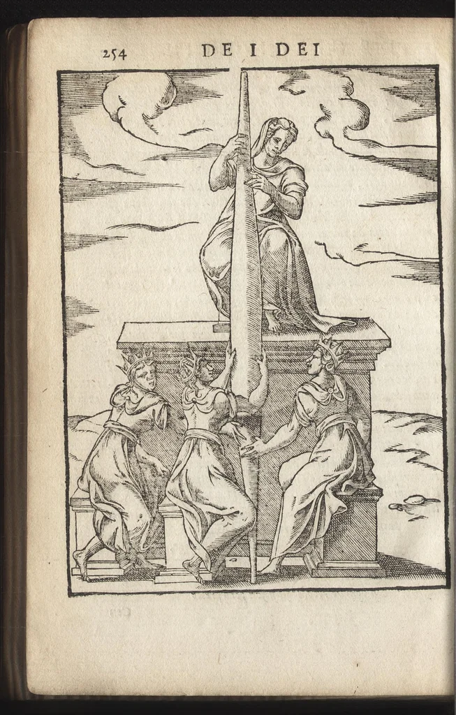 An illustration from Le imagini de i dei de gli antichi : nelle qvali si contengono gl'idoli, riti, ceremonie, & altre cose appartenenti alla religione de gli antichi, con la loro espositione & con bellissime & accomodate figure nouamente ristampate et con esserui citati i luoci de gli autori stessi di donde molte cose sono cauate con molta diligenza riuiste e ricorrette, 1581, leaf 315