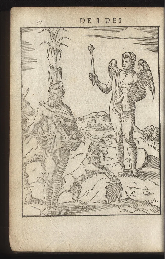 An illustration from Le imagini de i dei de gli antichi : nelle qvali si contengono gl'idoli, riti, ceremonie, & altre cose appartenenti alla religione de gli antichi, con la loro espositione & con bellissime & accomodate figure nouamente ristampate et con esserui citati i luoci de gli autori stessi di donde molte cose sono cauate con molta diligenza riuiste e ricorrette, 1581, leaf 433