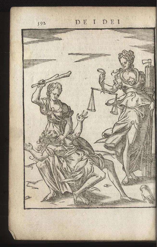 An illustration from Le imagini de i dei de gli antichi : nelle qvali si contengono gl'idoli, riti, ceremonie, & altre cose appartenenti alla religione de gli antichi, con la loro espositione & con bellissime & accomodate figure nouamente ristampate et con esserui citati i luoci de gli autori stessi di donde molte cose sono cauate con molta diligenza riuiste e ricorrette, 1581, leaf 455