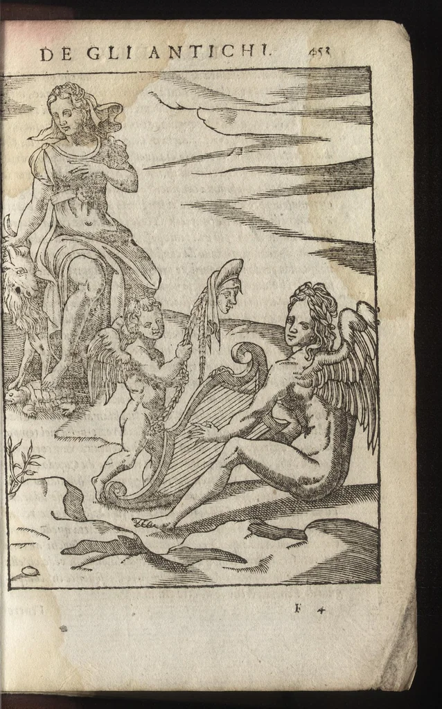 An illustration from Le imagini de i dei de gli antichi : nelle qvali si contengono gl'idoli, riti, ceremonie, & altre cose appartenenti alla religione de gli antichi, con la loro espositione & con bellissime & accomodate figure nouamente ristampate et con esserui citati i luoci de gli autori stessi di donde molte cose sono cauate con molta diligenza riuiste e ricorrette, 1581, leaf 516
