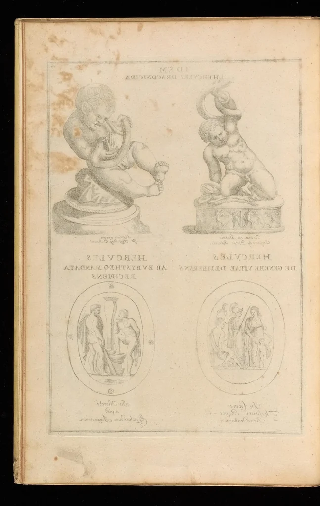 An illustration from Hercvles Ethnicorvm ex variis antiqvitatvm reliqviis delineatvs : additis in fine modernis qvibvsdam ejusdem argumenti pictvris, 1705, leaf 11
