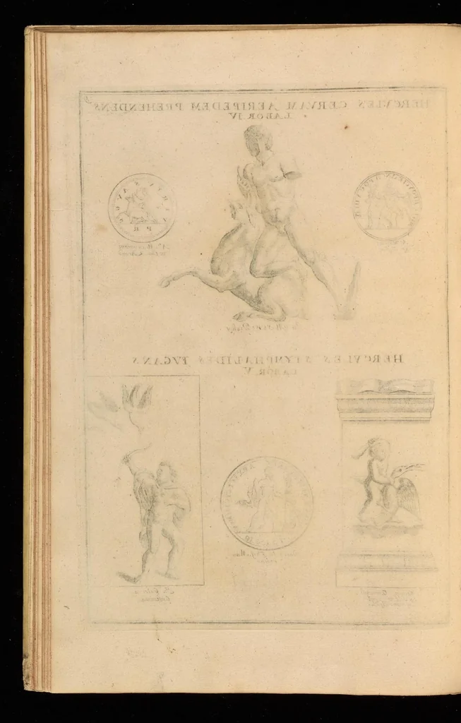 An illustration from Hercvles Ethnicorvm ex variis antiqvitatvm reliqviis delineatvs : additis in fine modernis qvibvsdam ejusdem argumenti pictvris, 1705, leaf 21