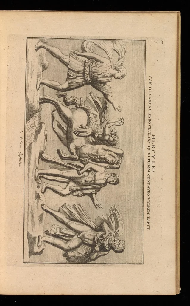 An illustration from Hercvles Ethnicorvm ex variis antiqvitatvm reliqviis delineatvs : additis in fine modernis qvibvsdam ejusdem argumenti pictvris, 1705, leaf 30