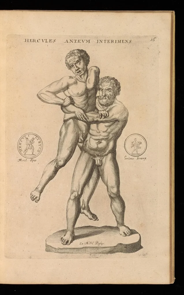 An illustration from Hercvles Ethnicorvm ex variis antiqvitatvm reliqviis delineatvs : additis in fine modernis qvibvsdam ejusdem argumenti pictvris, 1705, leaf 34