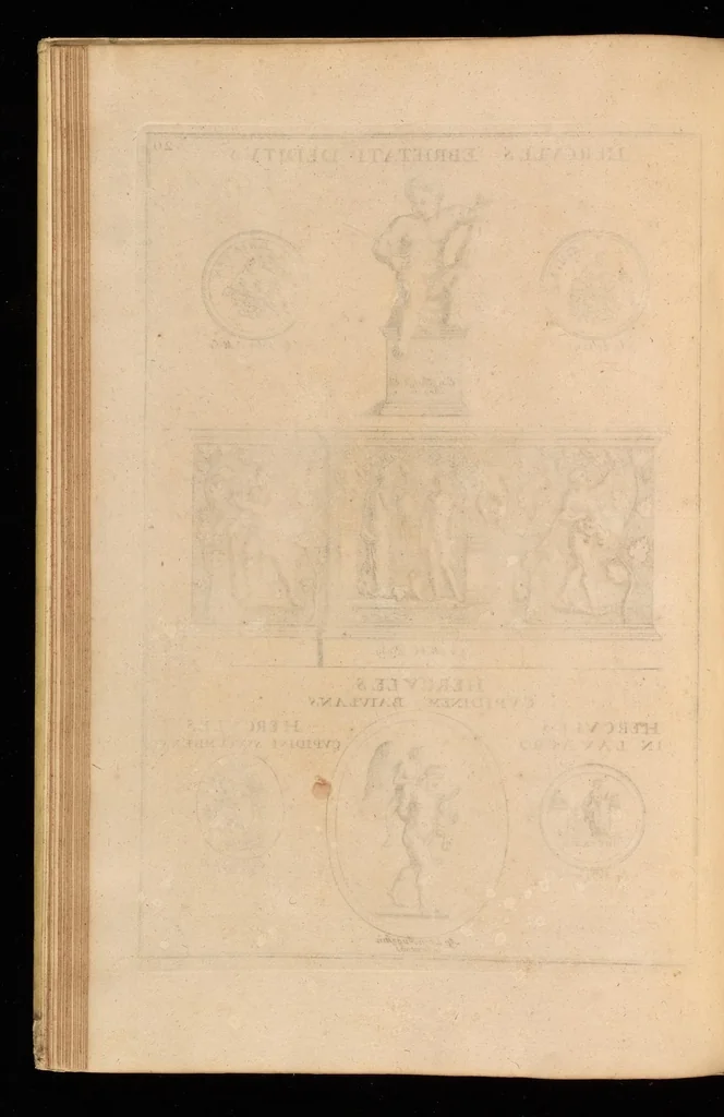An illustration from Hercvles Ethnicorvm ex variis antiqvitatvm reliqviis delineatvs : additis in fine modernis qvibvsdam ejusdem argumenti pictvris, 1705, leaf 43