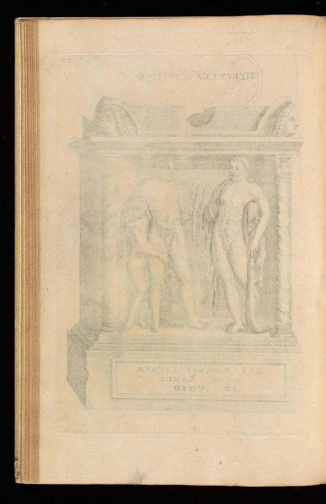 An illustration from Hercvles Ethnicorvm ex variis antiqvitatvm reliqviis delineatvs : additis in fine modernis qvibvsdam ejusdem argumenti pictvris, 1705, leaf 49
