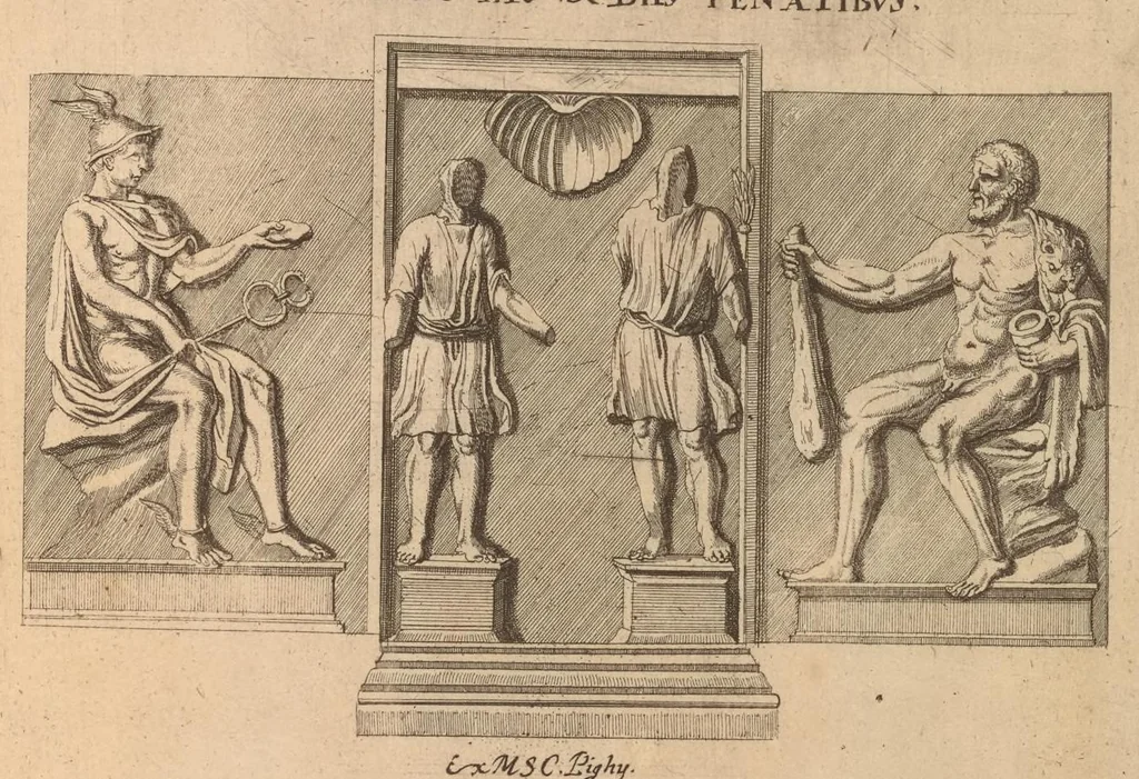 An illustration from Hercvles Ethnicorvm ex variis antiqvitatvm reliqviis delineatvs : additis in fine modernis qvibvsdam ejusdem argumenti pictvris, 1705, leaf 54