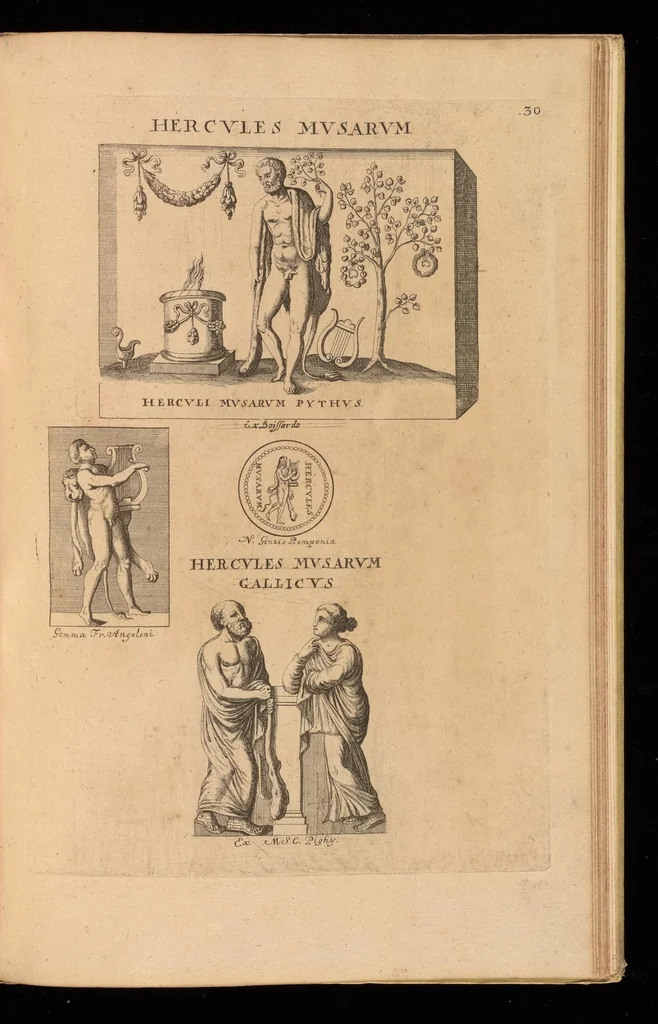 An illustration from Hercvles Ethnicorvm ex variis antiqvitatvm reliqviis delineatvs : additis in fine modernis qvibvsdam ejusdem argumenti pictvris, 1705, leaf 62