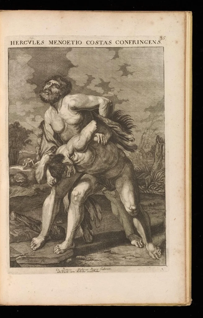 An illustration from Hercvles Ethnicorvm ex variis antiqvitatvm reliqviis delineatvs : additis in fine modernis qvibvsdam ejusdem argumenti pictvris, 1705, leaf 74