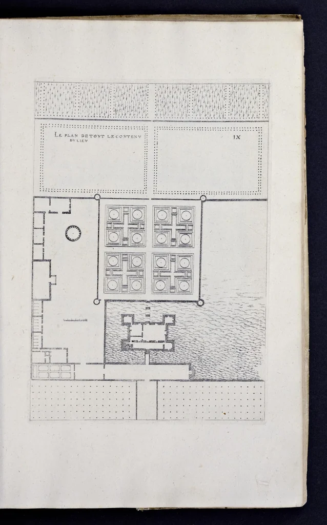 An illustration from Liure d'architecture de Iacques Androuet, du Cerceau : auquel sont contenues diuerses ordonnances de plants et éleuations de bastiment pour seigneurs, gentilshommes, & autres ... : tres-vtile et necessaire a ceux qui veulent bastir, à ce qu'ils soient instruits, & cognoissent les frais & la despense qu'il y conuient faire, 1615, leaf 78