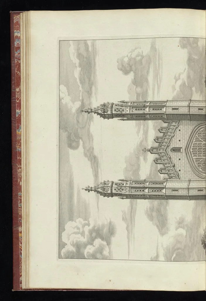 An illustration from Cantabrigia illustrata, sive, Omnium celeberrimae istius universitatis collegiorum, aularum, bibliothecae academicae, scholarum publicarum, Sacelli Coll. Regalis, nec non totius oppidi ichnographia, 1690, leaf 43