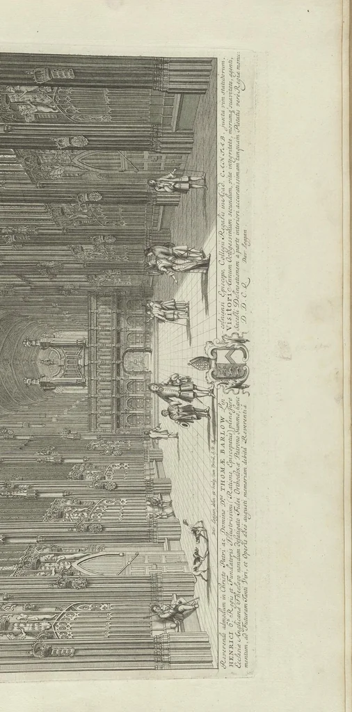 An illustration from Cantabrigia illustrata, sive, Omnium celeberrimae istius universitatis collegiorum, aularum, bibliothecae academicae, scholarum publicarum, Sacelli Coll. Regalis, nec non totius oppidi ichnographia, 1690, leaf 48