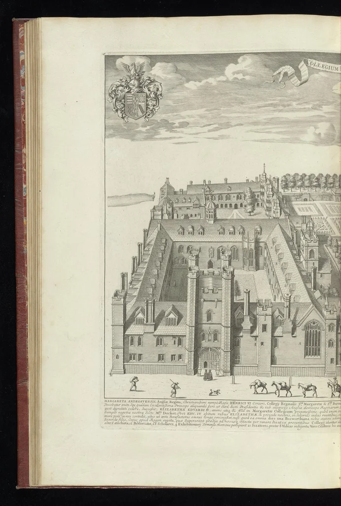 An illustration from Cantabrigia illustrata, sive, Omnium celeberrimae istius universitatis collegiorum, aularum, bibliothecae academicae, scholarum publicarum, Sacelli Coll. Regalis, nec non totius oppidi ichnographia, 1690, leaf 87