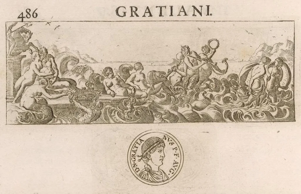 An illustration from Imperatorum romanorum numismata ex aere mediae et minimae formae : descripta & enarrata, 1671, leaf 543