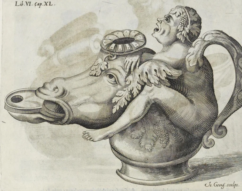 An illustration from De lucernis antiquorum reconditis libb. sex : in quibus earum recens inuentarum adhuc ardentium obseruationes multae primum afferuntur ... : explicatis diligenter abditissimis quaestionibus de ignium causis, origine, varietate, duratione, motu, & extinctu, de antiperistasi, fumo, cinere, lentore, mistis incombustibilibus, brutorum funeribus, & alijs naturae arcanis ..., 1652, leaf 437