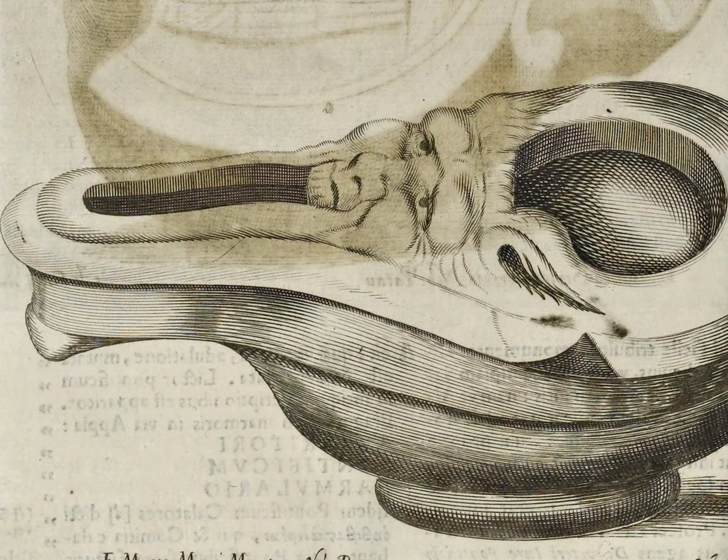 An illustration from De lucernis antiquorum reconditis libb. sex : in quibus earum recens inuentarum adhuc ardentium obseruationes multae primum afferuntur ... : explicatis diligenter abditissimis quaestionibus de ignium causis, origine, varietate, duratione, motu, & extinctu, de antiperistasi, fumo, cinere, lentore, mistis incombustibilibus, brutorum funeribus, & alijs naturae arcanis ..., 1652, leaf 593