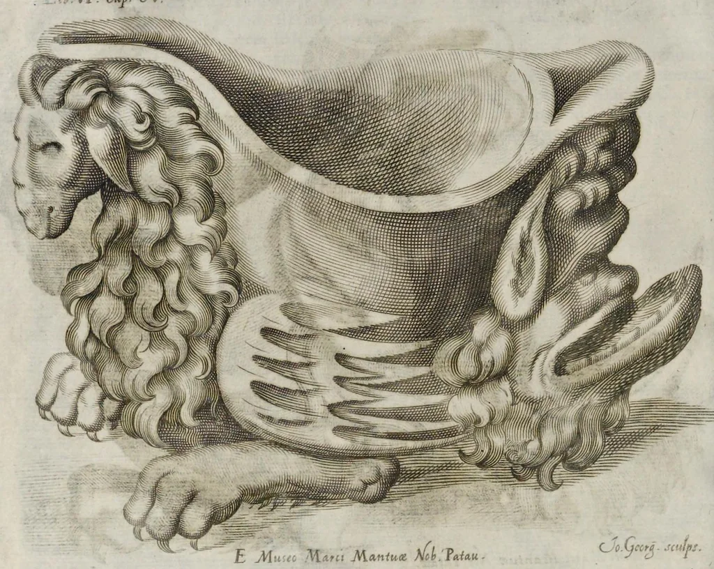 An illustration from De lucernis antiquorum reconditis libb. sex : in quibus earum recens inuentarum adhuc ardentium obseruationes multae primum afferuntur ... : explicatis diligenter abditissimis quaestionibus de ignium causis, origine, varietate, duratione, motu, & extinctu, de antiperistasi, fumo, cinere, lentore, mistis incombustibilibus, brutorum funeribus, & alijs naturae arcanis ..., 1652, leaf 595
