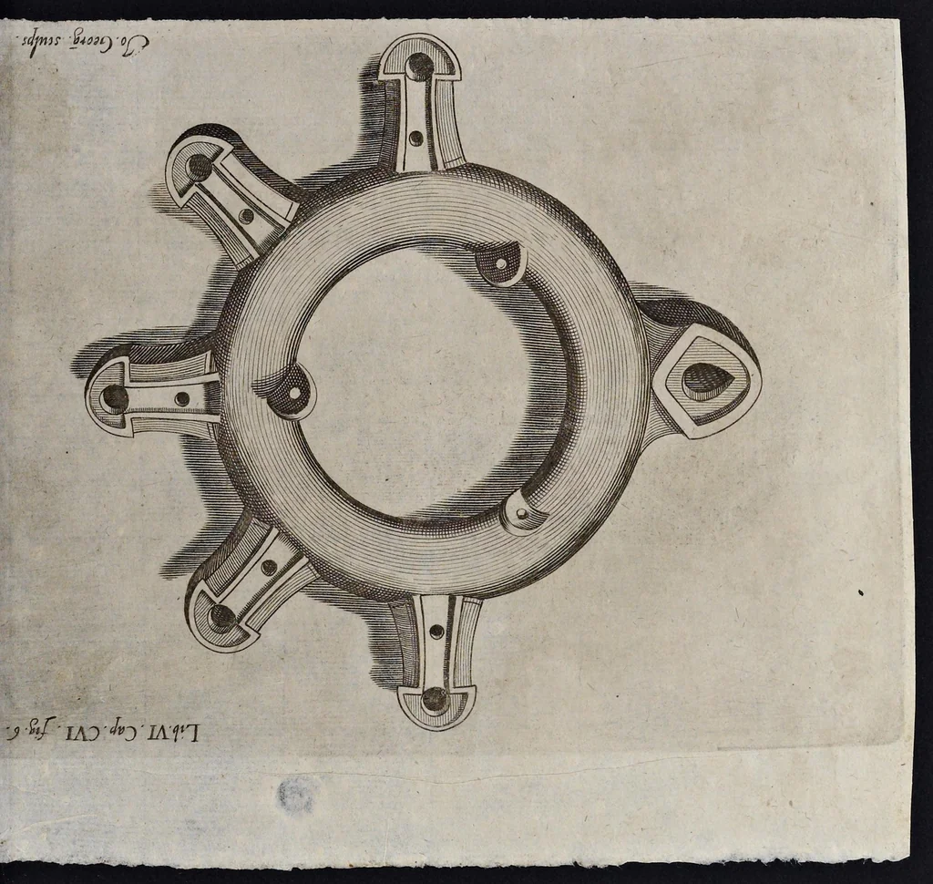 An illustration from De lucernis antiquorum reconditis libb. sex : in quibus earum recens inuentarum adhuc ardentium obseruationes multae primum afferuntur ... : explicatis diligenter abditissimis quaestionibus de ignium causis, origine, varietate, duratione, motu, & extinctu, de antiperistasi, fumo, cinere, lentore, mistis incombustibilibus, brutorum funeribus, & alijs naturae arcanis ..., 1652, leaf 602