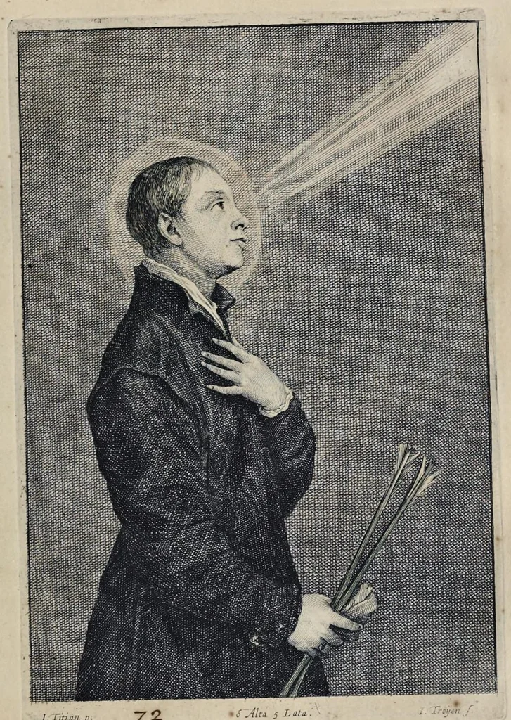 An illustration from Davidis Teniers Antuerpiensis, pictoris, et a cubiculis ser.mis principibus Leopoldo Guil. archiduci et Ioanni Austriaco, Theatrum pictorium : in quo exhibentur ipsius manu delineatae, eiusque curâ in aes incisae picturae archetipae italicae, quas ipse ser.mus archidux in pinacothecam suam Bruxellis collegit, 1660, leaf 170