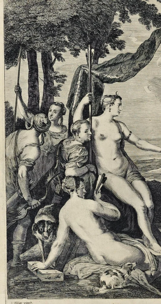An illustration from Davidis Teniers Antuerpiensis, pictoris, et a cubiculis ser.mis principibus Leopoldo Guil. archiduci et Ioanni Austriaco, Theatrum pictorium : in quo exhibentur ipsius manu delineatae, eiusque curâ in aes incisae picturae archetipae italicae, quas ipse ser.mus archidux in pinacothecam suam Bruxellis collegit, 1660, leaf 197