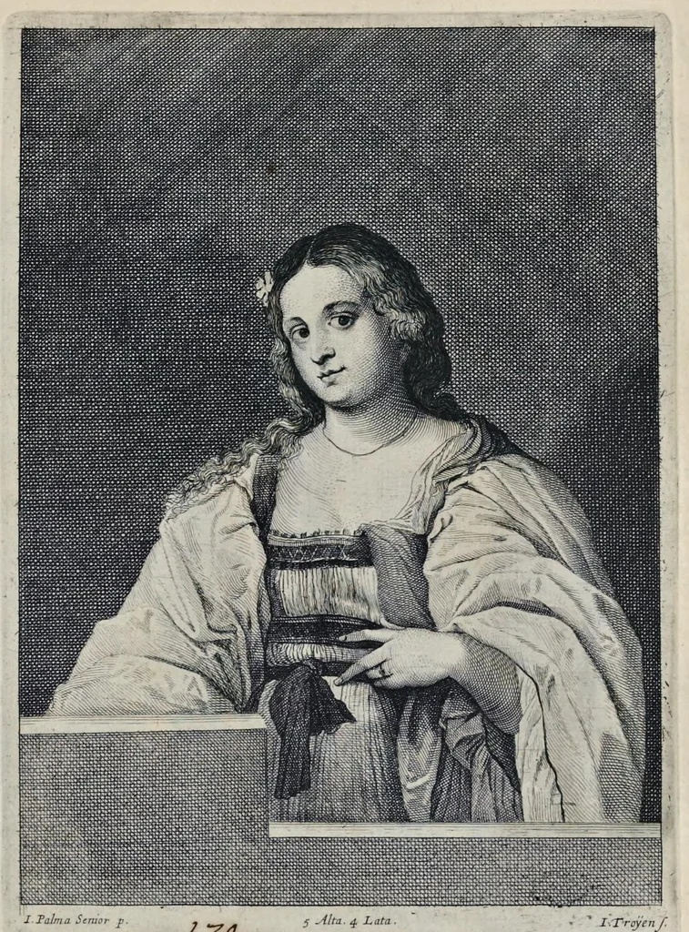 An illustration from Davidis Teniers Antuerpiensis, pictoris, et a cubiculis ser.mis principibus Leopoldo Guil. archiduci et Ioanni Austriaco, Theatrum pictorium : in quo exhibentur ipsius manu delineatae, eiusque curâ in aes incisae picturae archetipae italicae, quas ipse ser.mus archidux in pinacothecam suam Bruxellis collegit, 1660, leaf 336
