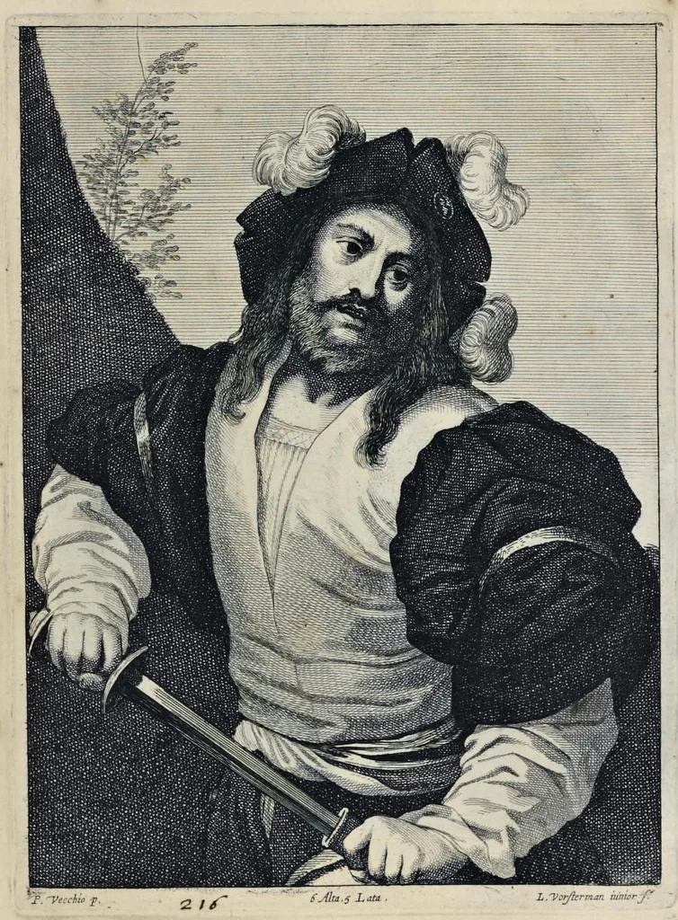 An illustration from Davidis Teniers Antuerpiensis, pictoris, et a cubiculis ser.mis principibus Leopoldo Guil. archiduci et Ioanni Austriaco, Theatrum pictorium : in quo exhibentur ipsius manu delineatae, eiusque curâ in aes incisae picturae archetipae italicae, quas ipse ser.mus archidux in pinacothecam suam Bruxellis collegit, 1660, leaf 422