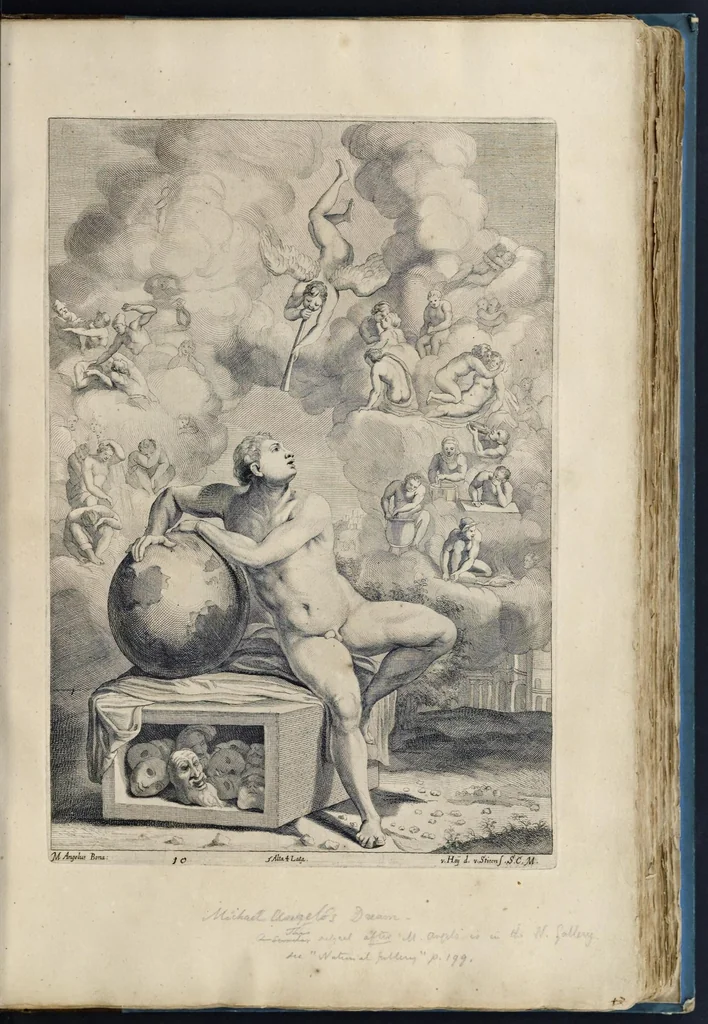 An illustration from Davidis Teniers Antuerpiensis, pictoris, et a cubiculis ser.mis principibus Leopoldo Guil. archiduci et Ioanni Austriaco, Theatrum pictorium : in quo exhibentur ipsius manu delineatae, eiusque curâ in aes incisae picturae archetipae italicae, quas ipse ser.mus archidux in pinacothecam suam Bruxellis collegit, 1660, leaf 56
