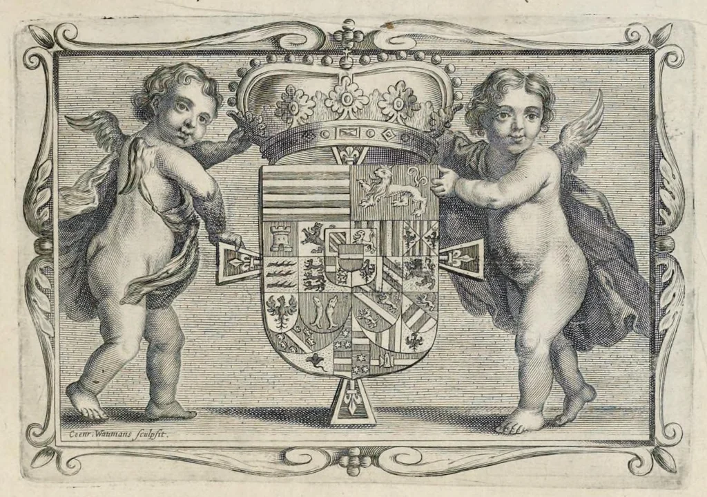 An illustration from Davidis Teniers Antuerpiensis, pictoris, et a cubiculis ser.mis principibus Leopoldo Guil. archiduci et Ioanni Austriaco, Theatrum pictorium : in quo exhibentur ipsius manu delineatae, eiusque curâ in aes incisae picturae archetipae italicae, quas ipse ser.mus archidux in pinacothecam suam Bruxellis collegit, 1660, leaf 8