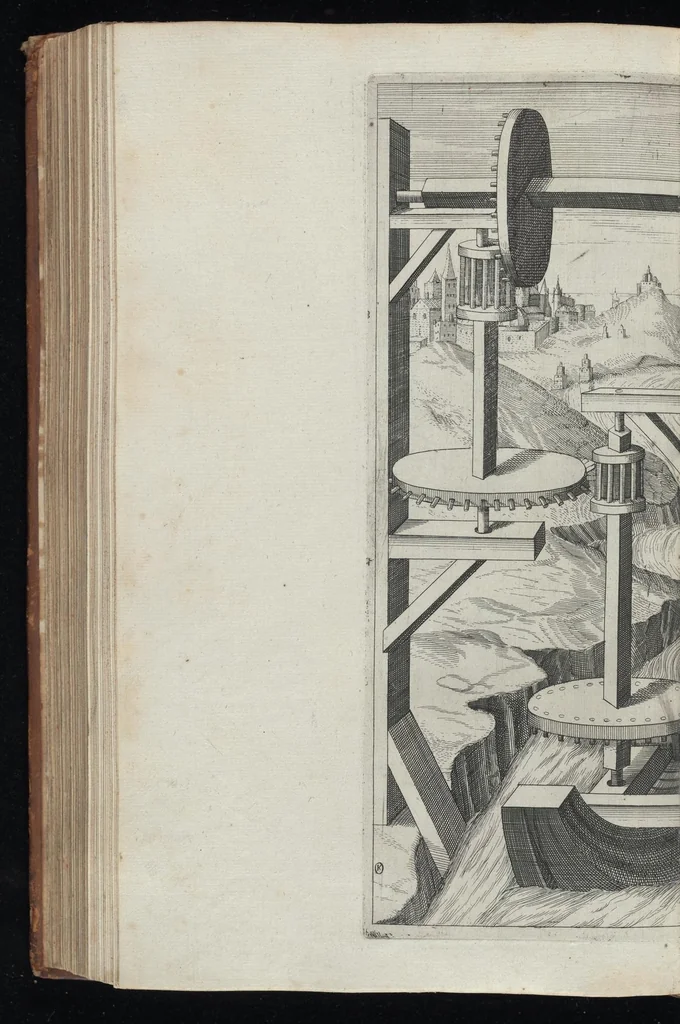 An illustration from La premiere[-seconde] partie des desseins artificiaulx de toutes sortes des moulins : a vent, a l'eau, a cheual & a la main : auec diuerses sortes des pompes & aultres inuentions ..., 1617, leaf 301