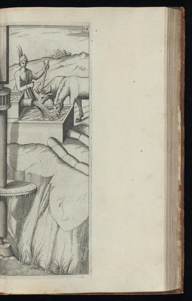 An illustration from La premiere[-seconde] partie des desseins artificiaulx de toutes sortes des moulins : a vent, a l'eau, a cheual & a la main : auec diuerses sortes des pompes & aultres inuentions ..., 1617, leaf 306
