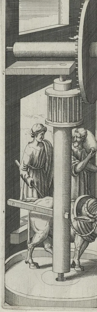 An illustration from La premiere[-seconde] partie des desseins artificiaulx de toutes sortes des moulins : a vent, a l'eau, a cheual & a la main : auec diuerses sortes des pompes & aultres inuentions ..., 1617, leaf 317