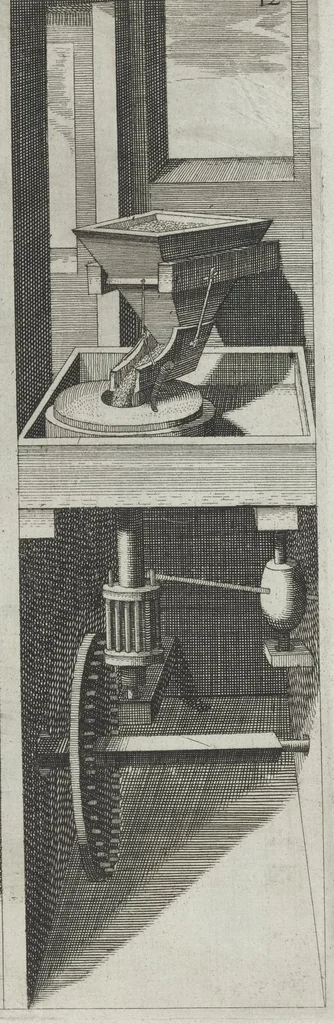 An illustration from La premiere[-seconde] partie des desseins artificiaulx de toutes sortes des moulins : a vent, a l'eau, a cheual & a la main : auec diuerses sortes des pompes & aultres inuentions ..., 1617, leaf 78