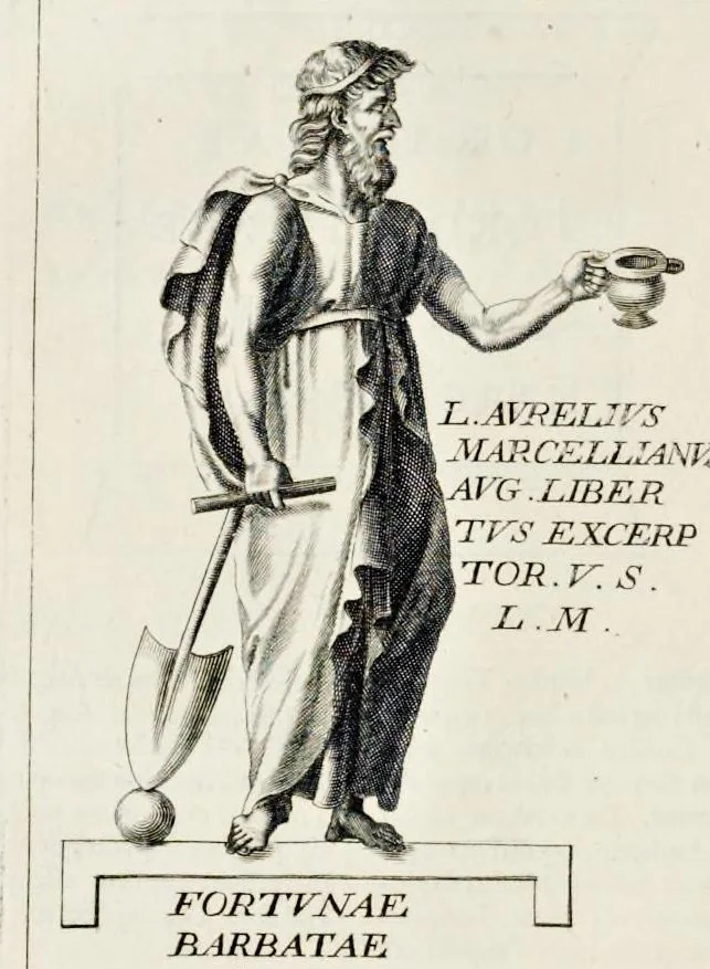 An illustration from Miscellanea eruditae antiquitatis : in quibus marmora, statuae, musiva, toreumata, gemmae, numismata, Grutero, Vrsino, Boissardo, Reinesio aliisque antiquorum monumentorum collectoribus ignota & hucusque inedita referuntur ac illustrantur, 1685, leaf 117